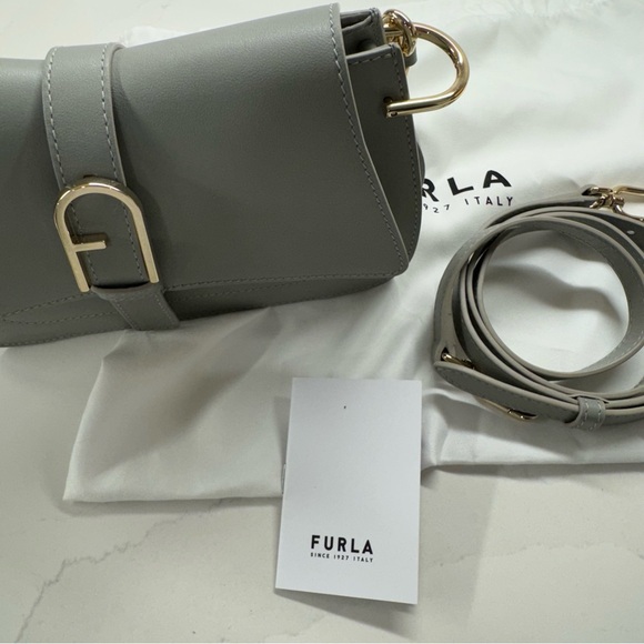 BRAND NEW FURLA FLOW TOP HANDLE MINI BAG IN CENERE - Picture 13 of 16